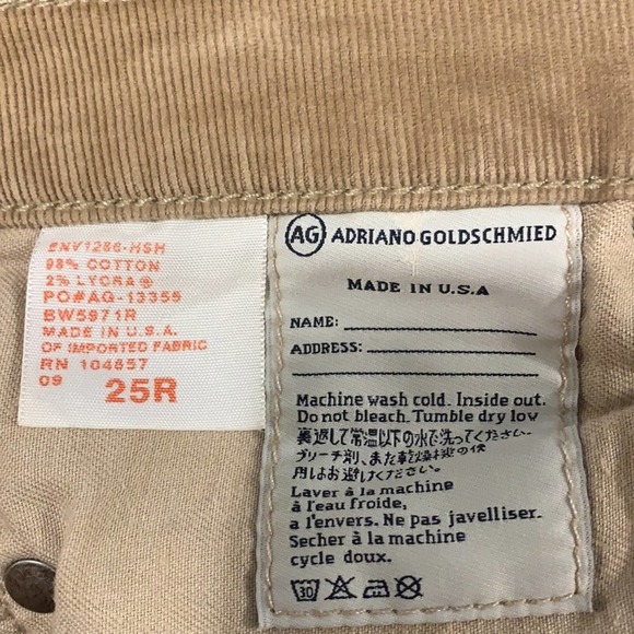 AG The Stevie Slim Straight Corduroy Pants Size 25 - Picture 8 of 12
